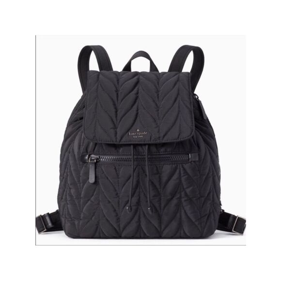 Kate spade LARGE Ellie flap black Backpack QUILT Brand New with tags